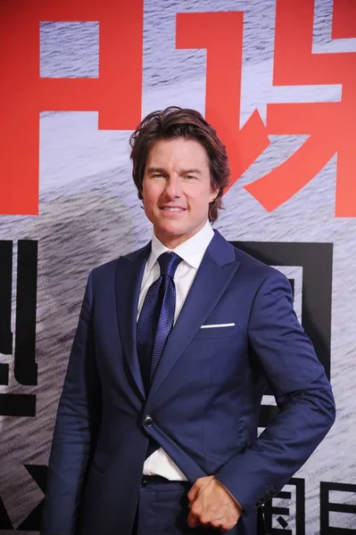 American Actor Tom Cruise Poses Red Carpet Fan Meeting Event — Stock Photo, Image