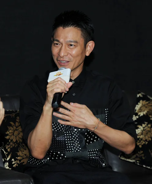 Attore Hong Kong Andy Lau Interviene Una Conferenza Stampa Suo — Foto Stock