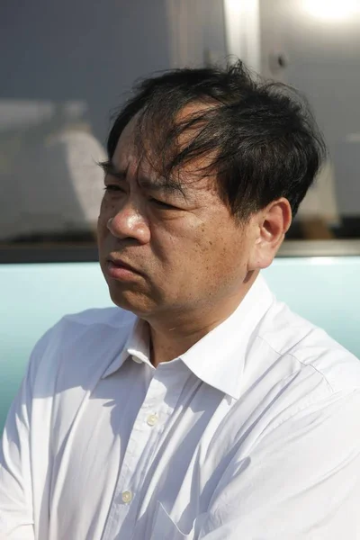 Wang Min Entonces Jefe Del Partido Comunista Ciudad Jinan Representa — Foto de Stock