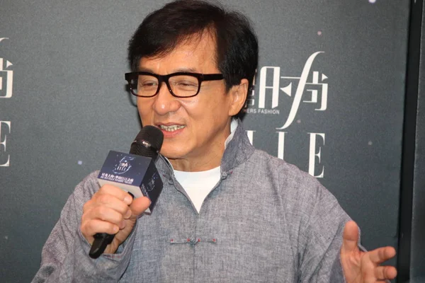 Χονγκ Κονγκ Δράση Αστέρων Jackie Chan Μιλάει Βράδυ Αδέλφια Elle — Φωτογραφία Αρχείου