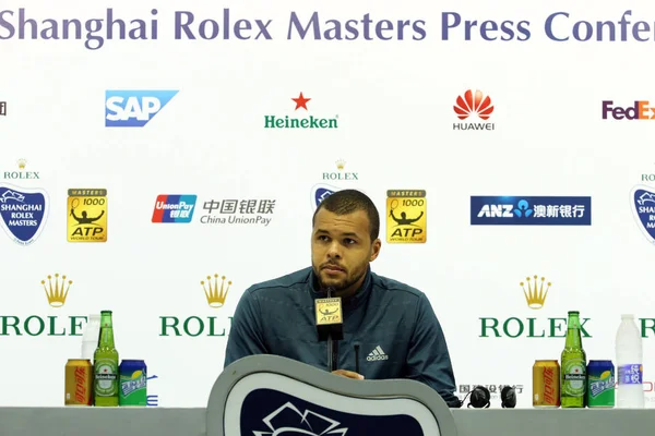 Wilfried Tsonga Francia Asiste Una Conferencia Prensa Después Haber Sido — Foto de Stock