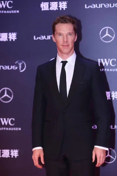 Ator Britânico Benedict Cumberbatch Posa Tapete Vermelho Para Laureus World — Fotografia de Stock
