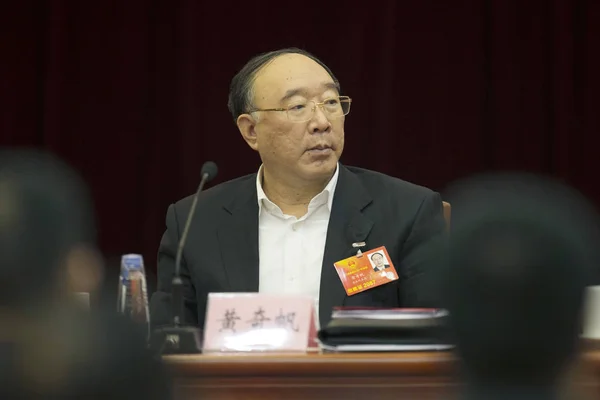 Plik Chongqing Burmistrz Huang Qifan Bierze Udział Dyskusji Panelowej Podczas — Zdjęcie stockowe