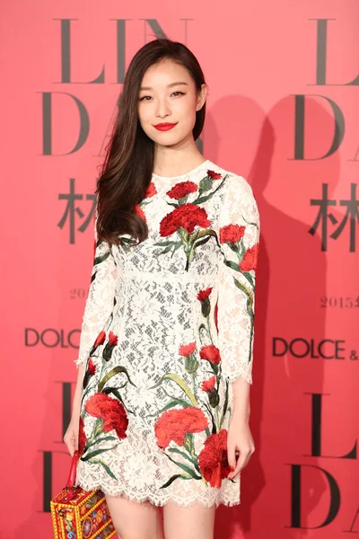 中国の女優 ニッケルは 2015 日中国 上海市にドルチェ ガッバーナのお祝いパーティーの最中にポーズします — ストック写真