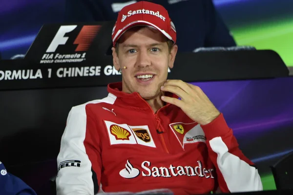 Sebastian Vettel Pilote Allemand Ferrari Assiste Une Conférence Presse Pour — Photo