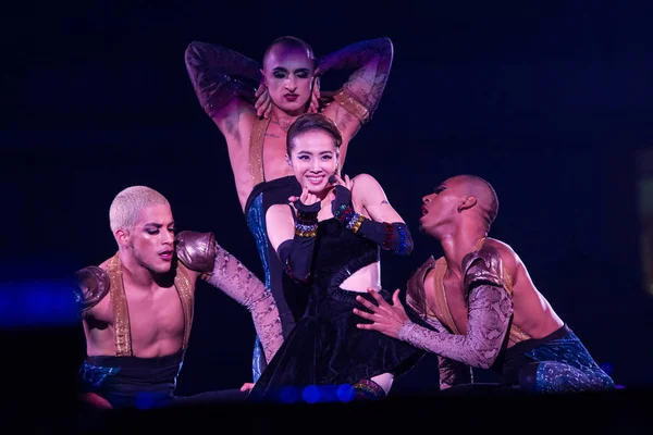 Taiwanesiska Sångerskan Jolin Tsai Centrera Utför Nanjing Konsert Turnén Play — Stockfoto