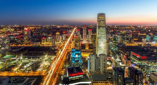 Нічний Погляд Кбр Центральний Діловий Район Китаєм Всесвітнього Торгового Центру — стокове фото