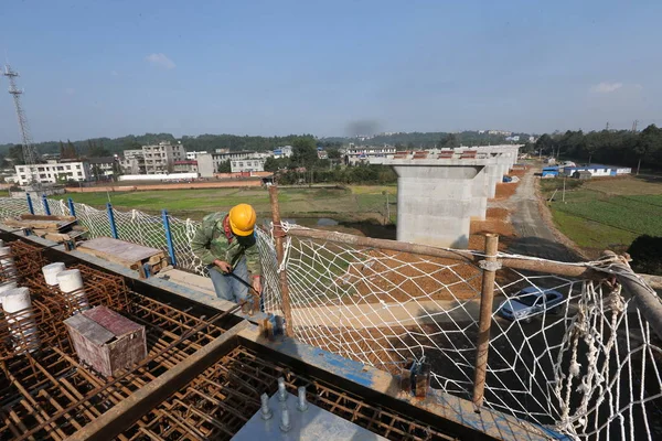Utsikt Över Byggplatsen För Utbyggnad Chengdu Kunming Chengkun Railway Emei — Stockfoto