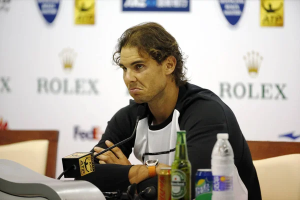 Rafael Nadal Ισπανία Φοιτά Συνέντευξη Τύπου Για Τουρνουά Τένις Rolex — Φωτογραφία Αρχείου