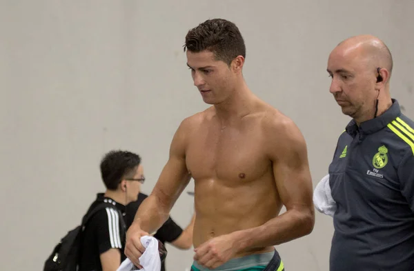 Cristiano Ronaldo Real Madrid Esquerda Retratado Uma Sessão Treinamento Durante — Fotografia de Stock