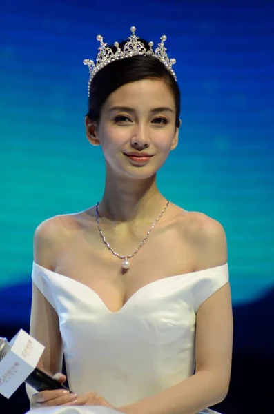 Modelo Actriz Hong Kong Angelababy Asiste Una Conferencia Prensa Para — Foto de Stock