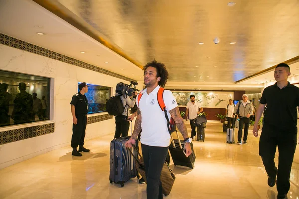 Marcelo Del Real Madrid Llega Hotel Guangzhou Para Copa Internacional — Foto de Stock