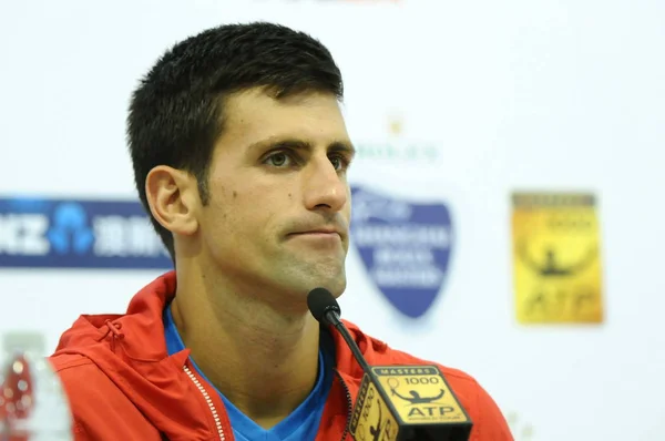 Novak Djokovic Serbia Attends Press Conference 2015 Shanghai Rolex Masters — Stock Photo, Image
