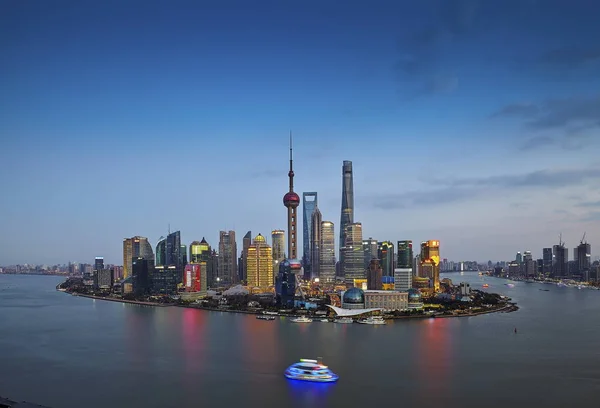 Skyline Huangpu River Lujiazui Financial District Oriental Pearl Tower Left — Stock Photo, Image