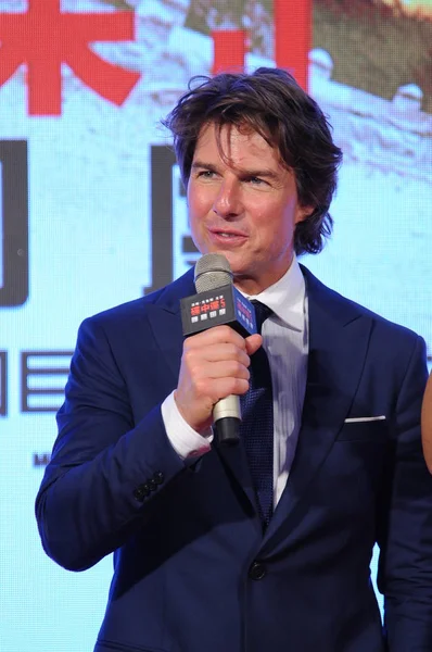 American Actor Tom Cruise Speaks Fan Meeting Event His Movie — Stock Photo, Image