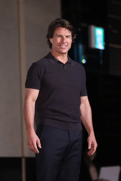 American Actor Tom Cruise Poses Press Conference His Movie Mission — Stock Photo, Image