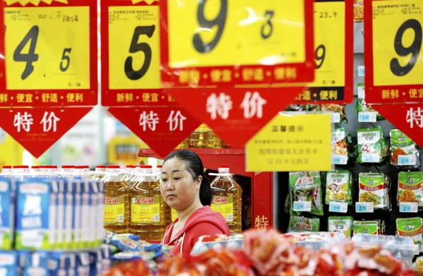 Kinesisk Kund Shopping Stormarknad Huaibei Stad Östra Kinas Anhui Provinsen — Stockfoto