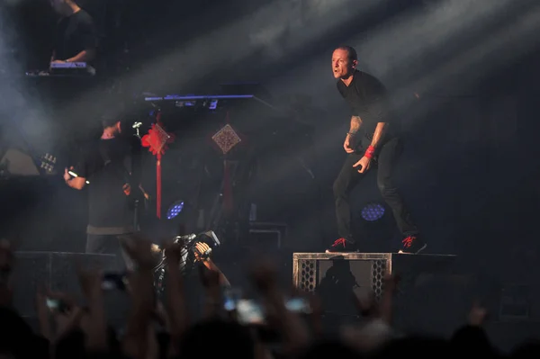 Membri Della Rock Band Americana Linkin Park Esibiscono Concerto Pechino — Foto Stock