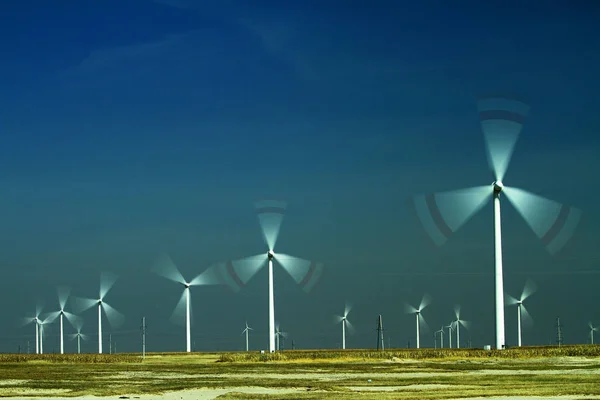 Ветряные Турбины Выработки Электроэнергии Ветряной Электростанции Байчэн Провинции Цзилинь Северо — стоковое фото