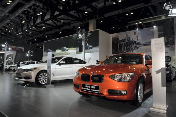 Bmw 116I Och Andra Bmw Bilar Visas Bilutställning Peking Kina — Stockfoto