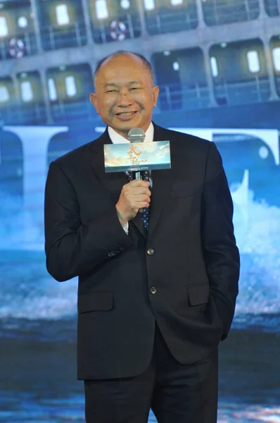 Hong Kong Regissören John Woo Talar Vid Presskonferens Inför Sin — Stockfoto