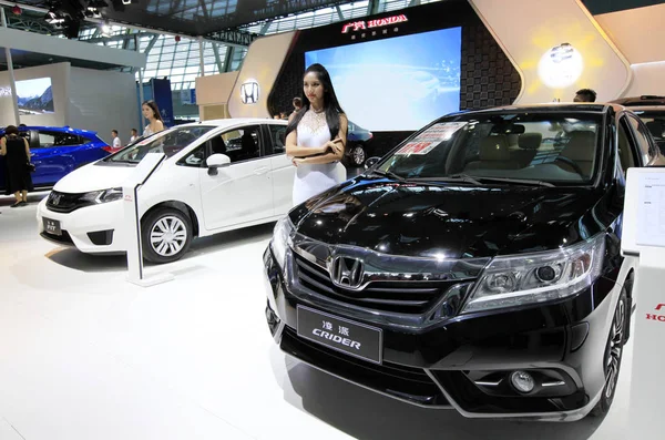 Modely Představují Vozy Honda Displeji Během Expa Liuzhou City Jižní — Stock fotografie