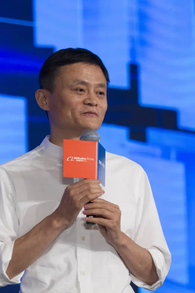 Jack Yun Presidente Alibaba Group Habla Una Ceremonia Firma Acuerdo —  Fotos de Stock