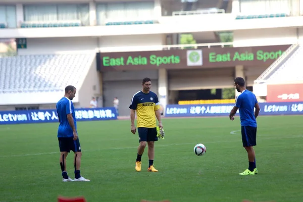 Des Membres Inter Milan Participent Une Séance Entraînement Pour Match — Photo