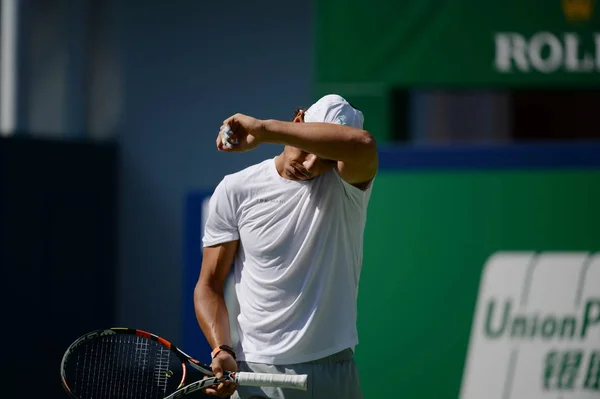 Rafael Nadal Spagna Partecipa Una Sessione Allenamento Torneo Tennis Shanghai — Foto Stock