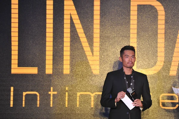Kinesiska Badminton Star Lin Dan Deltar Invigningen För Hans Store — Stockfoto