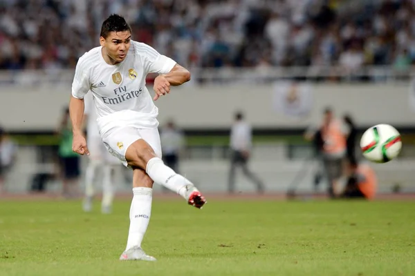 Casemiro Real Madrid Joue Tir Pénalité Contre Milan Lors Fusillade — Photo