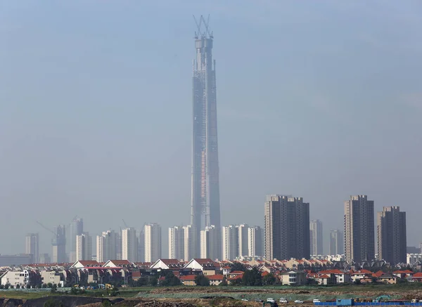 117 Поверхової Вежі Тяньцзінь 117 Будується Тяньцзінь Китай Вересня 2015 — стокове фото