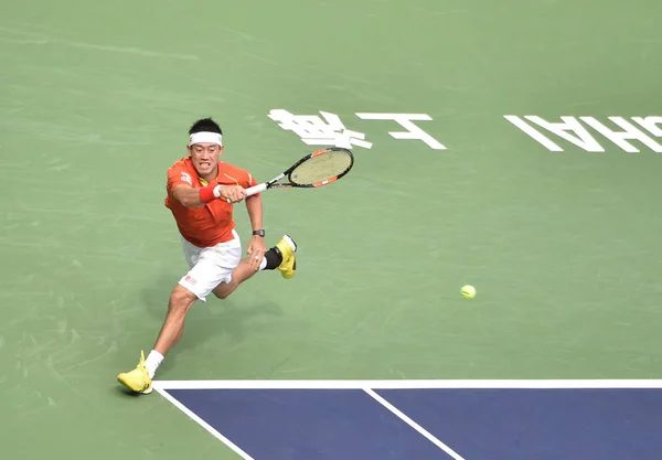 Nishikori Kei Japán Visszatér Egy Lövés Nick Kyrgios Ausztrália Második — Stock Fotó