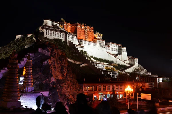 Night View Potala Palace Lhasa Southwest China Tibet Autonomous Region — Stock Photo, Image
