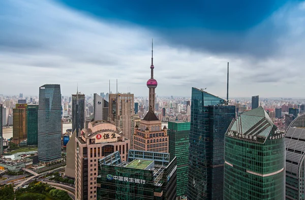 Skyline Lujiazui Financial District Oriental Pearl Tower Center Other Rascacielos — Foto de Stock