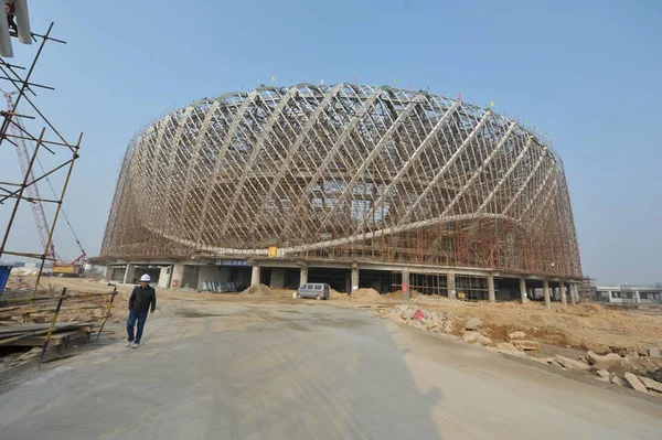 Arkiv Wuhan Optical Valley International Tennis Center Uppbyggnad Wuhan City — Stockfoto