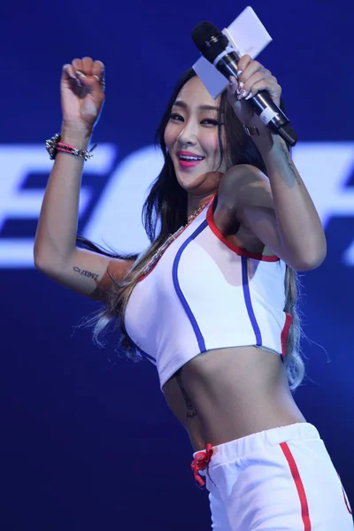 Miembros Del Grupo Femenino Surcoreano Sistar Actúan Evento Promocional Marca — Foto de Stock