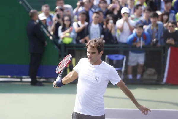 Roger Federer Aus Der Schweiz Nimmt Einer Trainingseinheit Für Das — Stockfoto