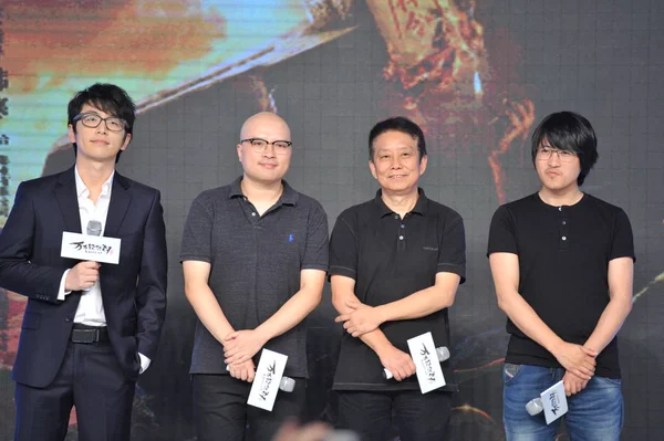 Esquerda Ator Chinês Luo Hongming Diretores Xiaoxing Huang Jianxin Autor — Fotografia de Stock