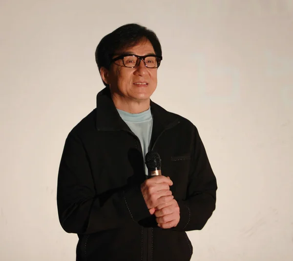 Jackie Chan Superestrella Del Kungfu Hong Kong Posa Durante Una — Foto de Stock