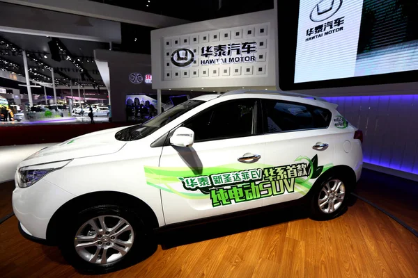 Santafé Samochód Elektryczny Silnika Hawtai Jest Wyświetlane Podczas Shanghai International — Zdjęcie stockowe