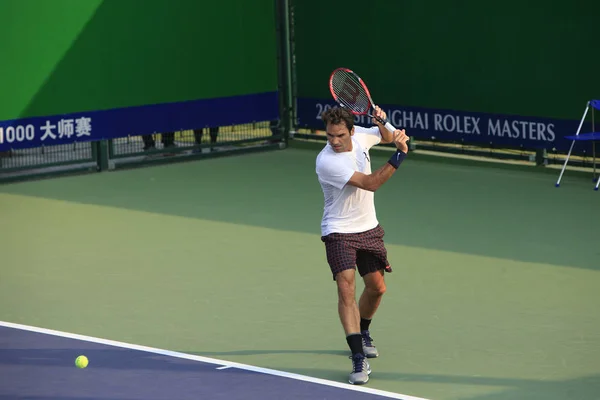 Roger Federer Suiza Participa Una Sesión Entrenamiento Para Torneo Tenis — Foto de Stock