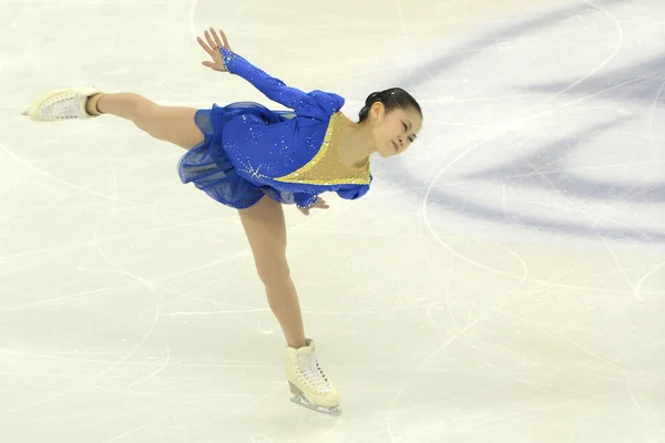 Satoko Miyahara Aus Japan Tritt Während Des Damen Kurzprogramms Der — Stockfoto