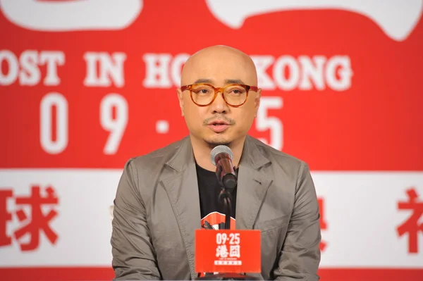Ator Diretor Chinês Zheng Participa Uma Conferência Imprensa Para Seu — Fotografia de Stock
