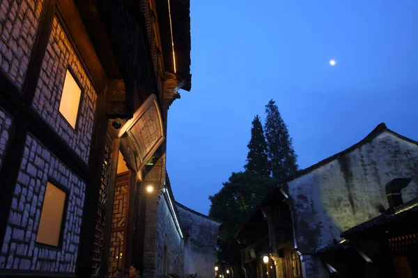 Nachtansicht Traditioneller Chinesischer Häuser Wuzhen Stadt Tongxiang Provinz Zhejiang Osten — Stockfoto