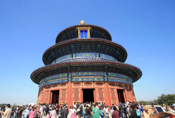 Multitud Turistas Visitan Salón Oración Por Las Buenas Cosechas Templo — Foto de Stock