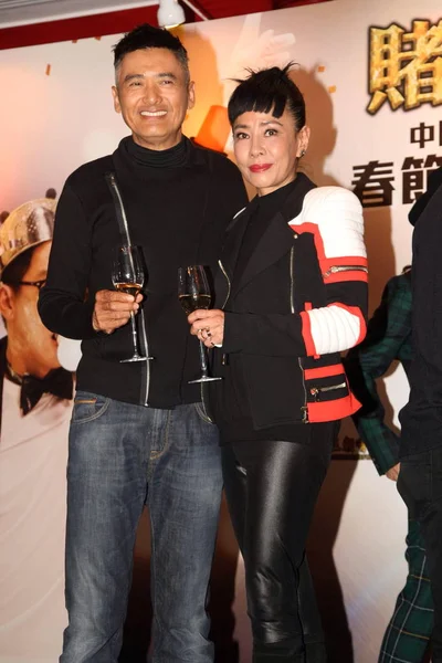 Hongkong Toneelspeler Chow Yun Fat Links Zijn Vrouw Jasmine Tan — Stockfoto