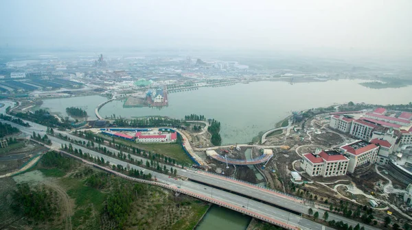 Aerial View Shanghai Disney Resort Construction Pudong Shanghai China July — Stock Photo, Image