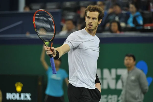 Andy Murray Gran Bretaña Reacciona Después Derrotar Tomas Berdych República — Foto de Stock