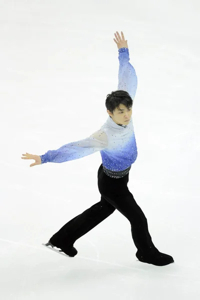 2015 上海で Isu 世界フィギュア スケート選手権 2015 の男子ショート プログラムの中に実行する日本の羽生結弦 — ストック写真